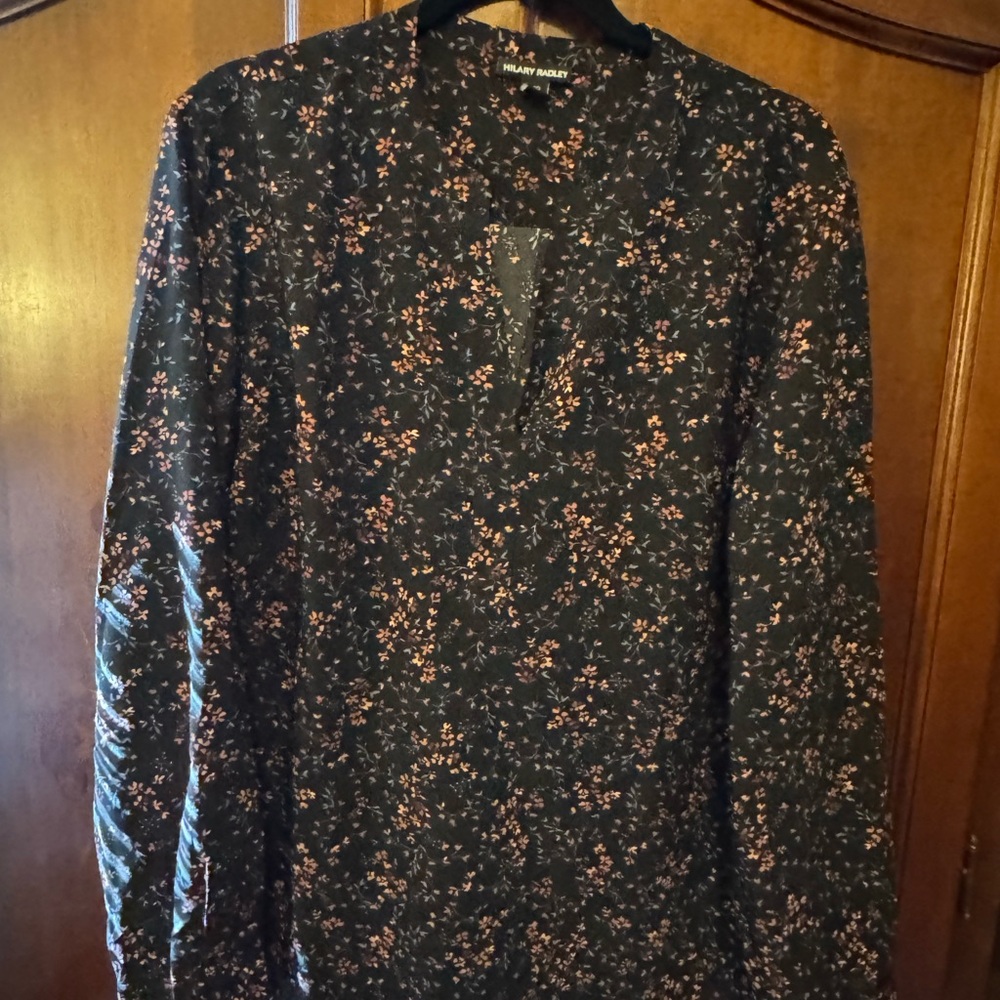 Hilary Radley Black Floral Blouse
